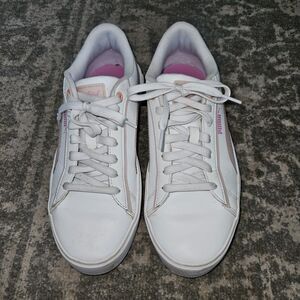 PUMA Smash Platform V2 Candy Sneakers Women's 8.5 M White Pink EUC